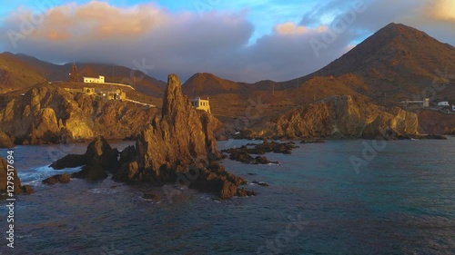Aerial view of the Mermaid Reef, Cabo de Gata-Níjar Natural Park, Almeria, Andalusia, Spain