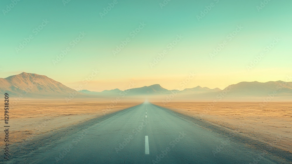 Fototapeta premium Scenic Desert Highway at Sunset Open Road Mountains and Cloudscape