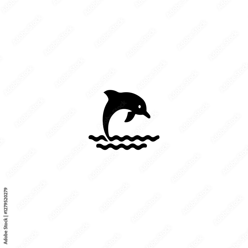Naklejka premium Jumping dolphin silhouette vector illustration
