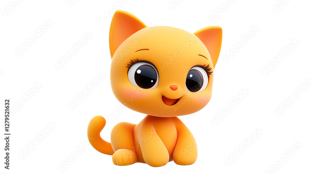Cute orange kitten character with large eyes Cute orange kitten character with large eyes