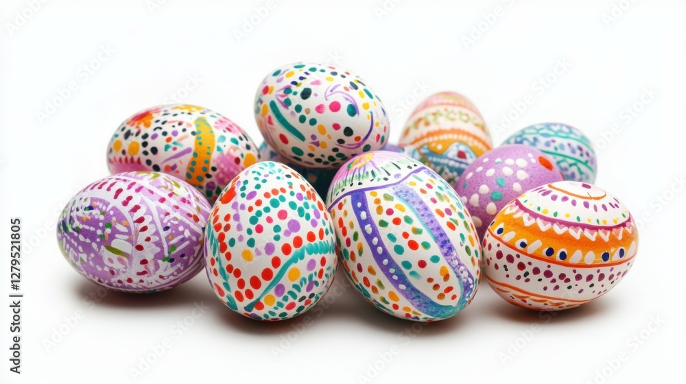 Perfect colorful handmade easter eggs isolated on a white Perfect colorful handmade easter eggs isolated on a white