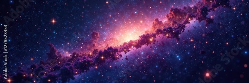 Bright stars shining through a nebula in the vastness of space, stars, glow