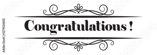 Cursive Typographic Template of Congratulations. Beautiful Calligraphy of Congratulations. Editable Illustration.