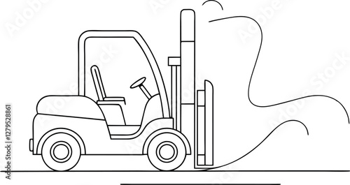 Industrial Forklift Line Art Vector Design