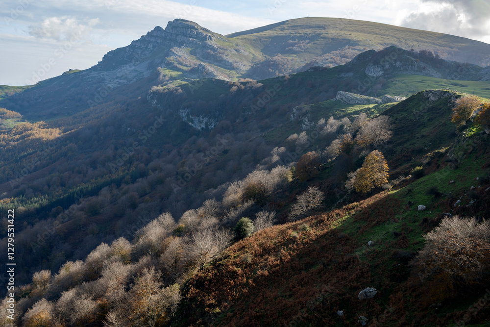 Fototapeta premium Beautiful landscape of the Gorbea natural Park on a sunny autum day