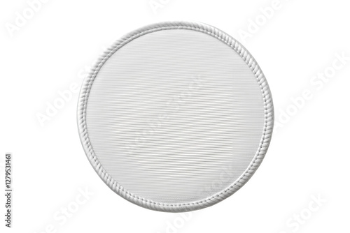 Blank White Round Embroidered Patch Mockup, Top View, 3D, PNG Transparent Background: Perfect for Branding, Military, Textile, Fashion, and Custom Patch Design Concepts