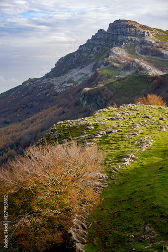 Beautiful landscape of the Gorbea natural Park on a sunny autum day