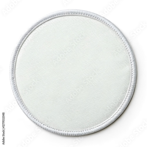 Blank White Round Embroidered Patch Mockup, Top View, 3D, PNG Transparent Background: Perfect for Branding, Military, Textile, Fashion, and Custom Patch Design Concepts