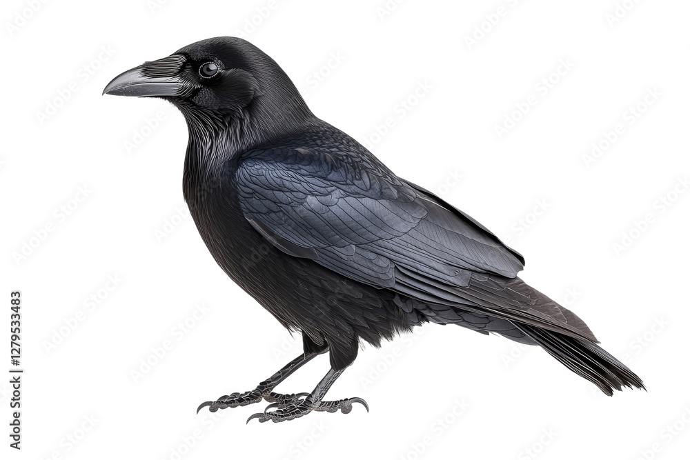 Raven perched on a branch in natural habitat Raven perched on a branch in natural habitat