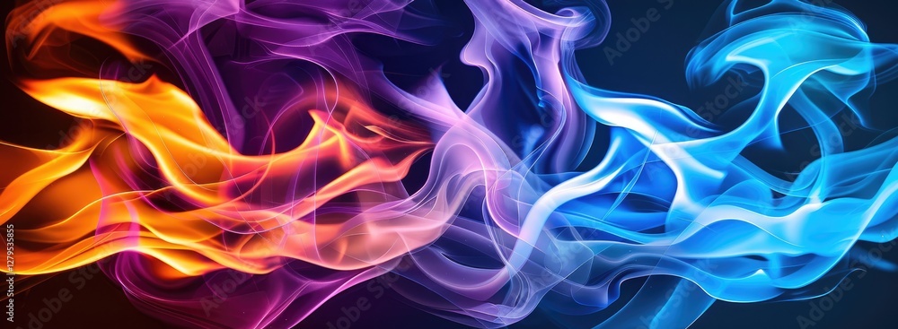 Abstract Blue Purple Orange Flames Abstract Blue Purple Orange Flames