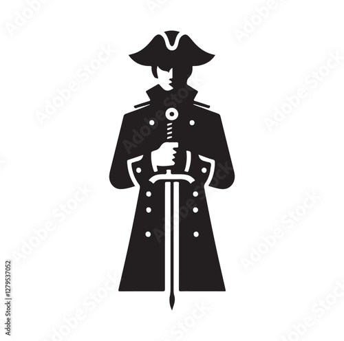 Pirate with sword silhouette vector illustration
