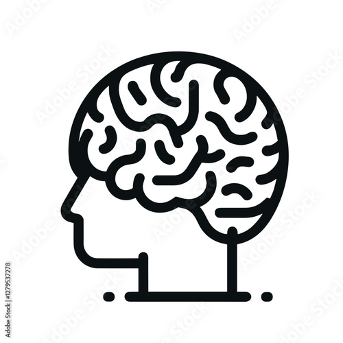 Profile of human head with brain illustration