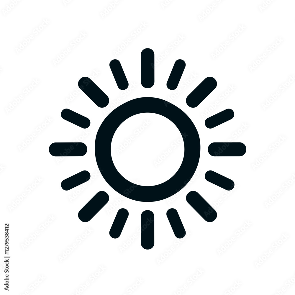 Sun icon with radiating rays on a plain background Sun icon with radiating rays on a plain background