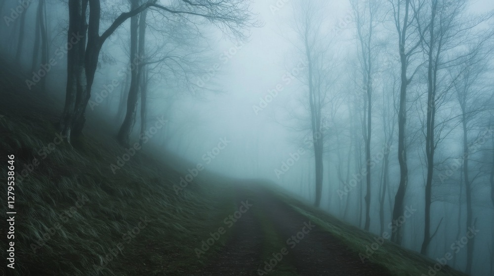 Fototapeta premium Misty Forest Path in Early Morning