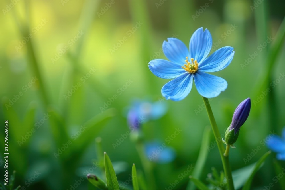Blue forget-me-nots bloom amidst tall scorpion grasses, forget me not, greenery, scorpion grass Blue forget-me-nots bloom amidst tall scorpion grasses, forget me not, greenery, scorpion grass