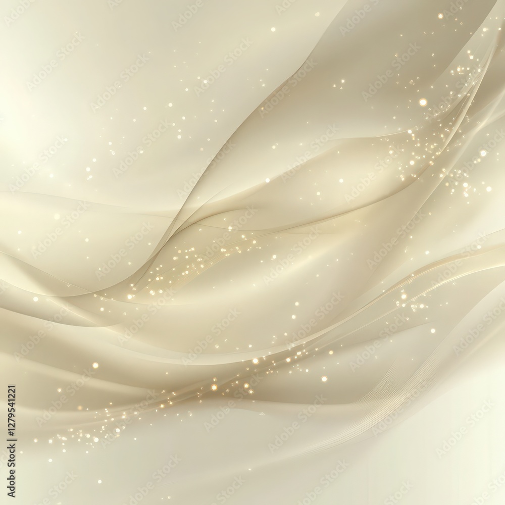 Elegant Creamy White Silk Waves with Golden Glittering Particles Elegant Creamy White Silk Waves with Golden Glittering Particles