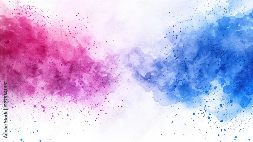 Obraz premium Abstract Pink and Blue Watercolor Wash Background