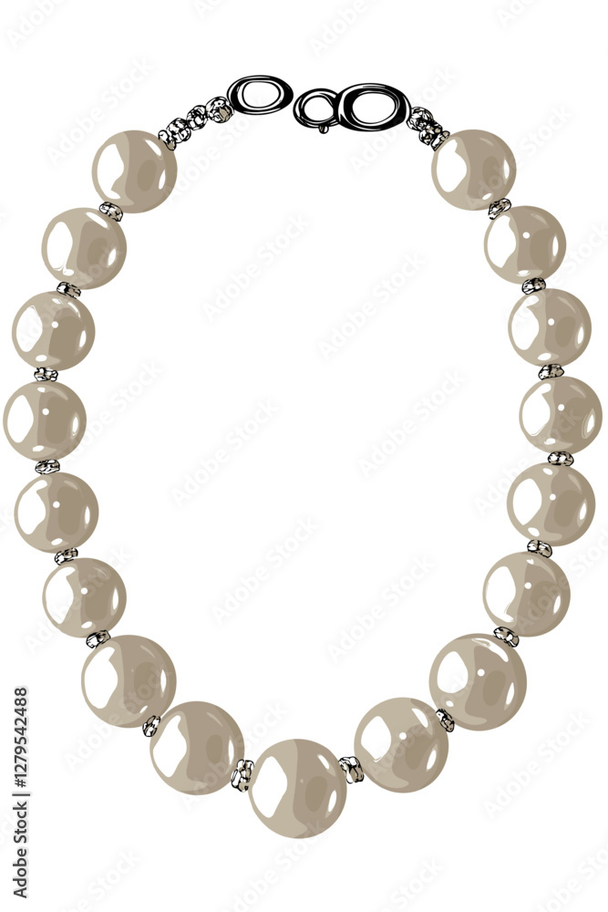 Obraz premium Beautiful Pearl Beads Necklace Pearls Bead Isolated On White Background