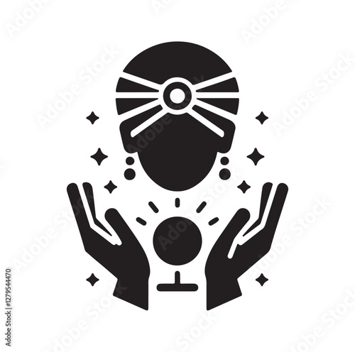 Fortune Teller pose silhouette vector illustration