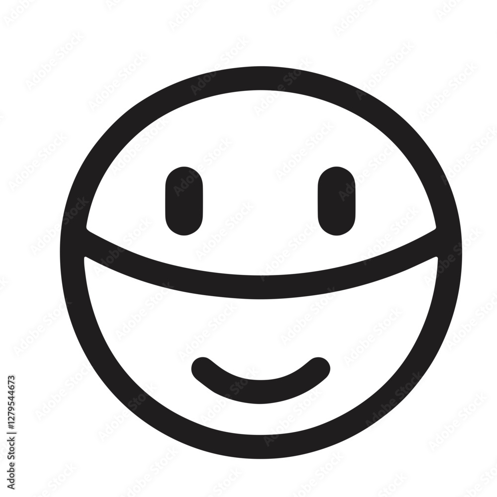 Smiling cartoon face with round eyes and simple expression Smiling cartoon face with round eyes and simple expression
