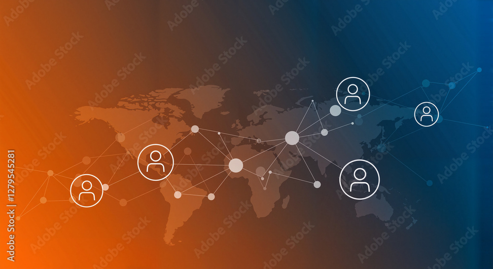 Fototapeta premium Global connections with people icons on an abstract background