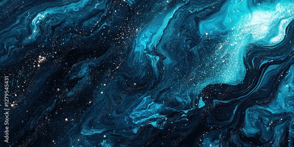 Abstract Blue, Black, and White Painting Texture Background with Starry Night Sky Abstract Blue, Black, and White Painting Texture Background with Starry Night Sky