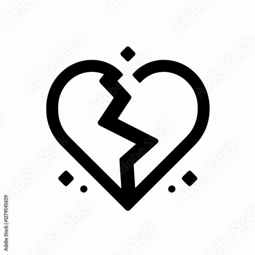 Broken heart symbol with decorative elements
