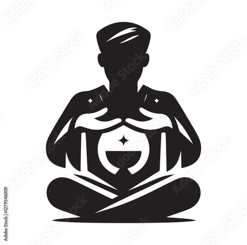 Fortune Teller pose silhouette vector illustration