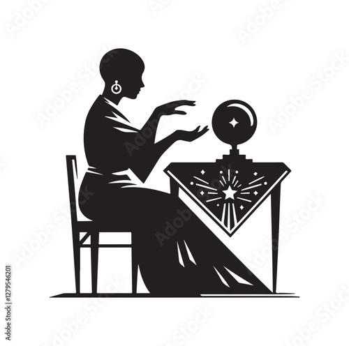 Fortune Teller pose silhouette vector illustration