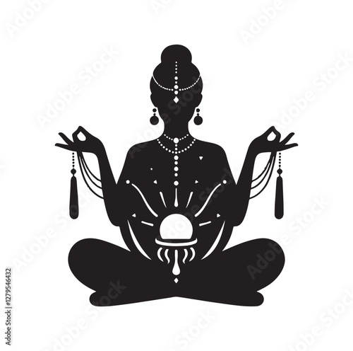 Fortune Teller pose silhouette vector illustration