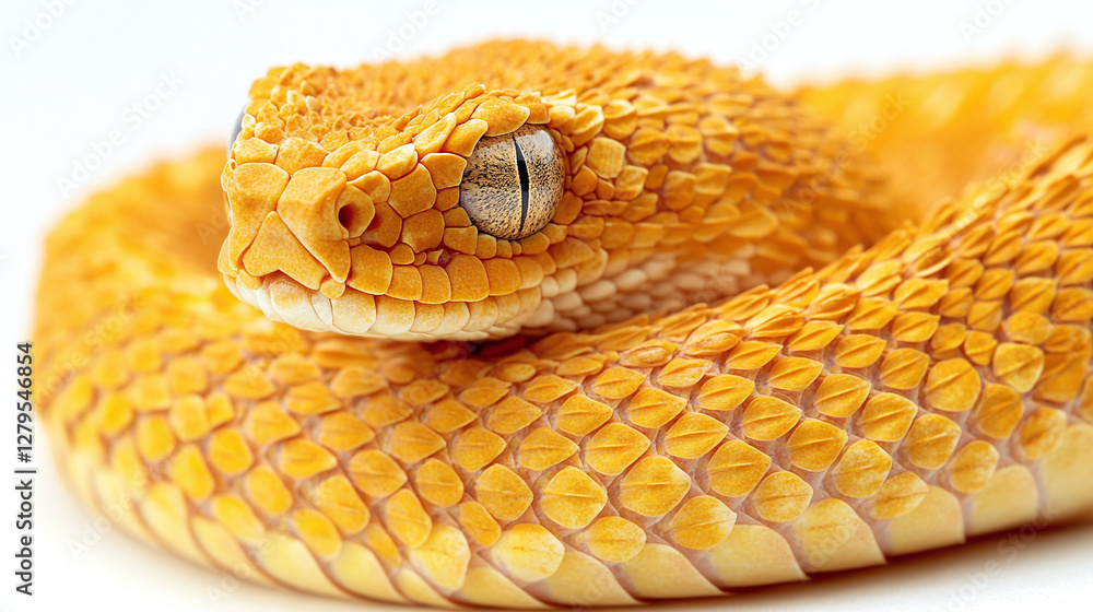 Obraz premium Brown poisonous viper snake isolated on a white or white background , animal.