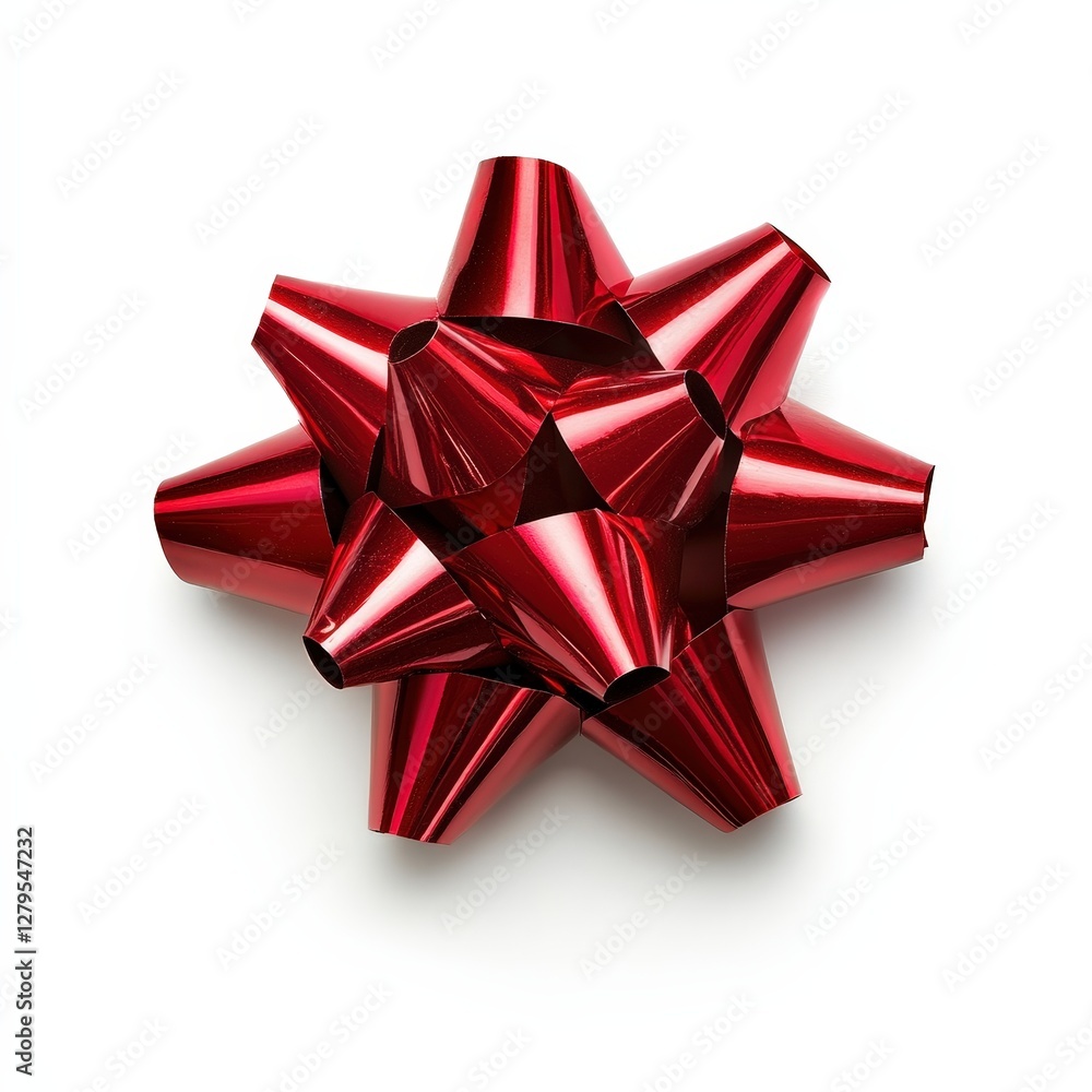 A shiny red gift bow, intricately designed, perfect for decorating presents and adding a festive touch to celebrations. A shiny red gift bow, intricately designed, perfect for decorating presents and adding a festive touch to celebrations.