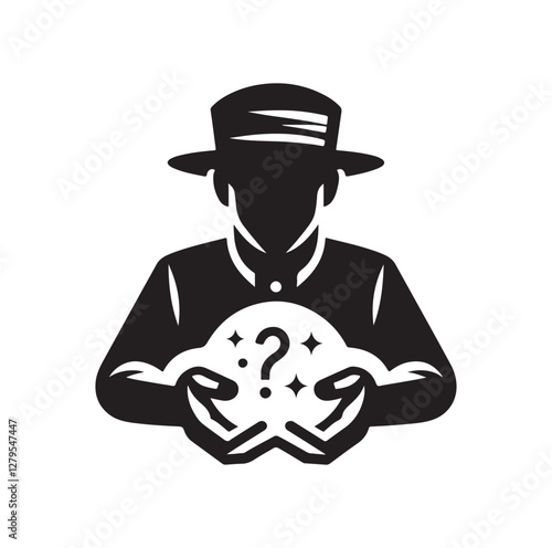Fortune Teller pose silhouette vector illustration