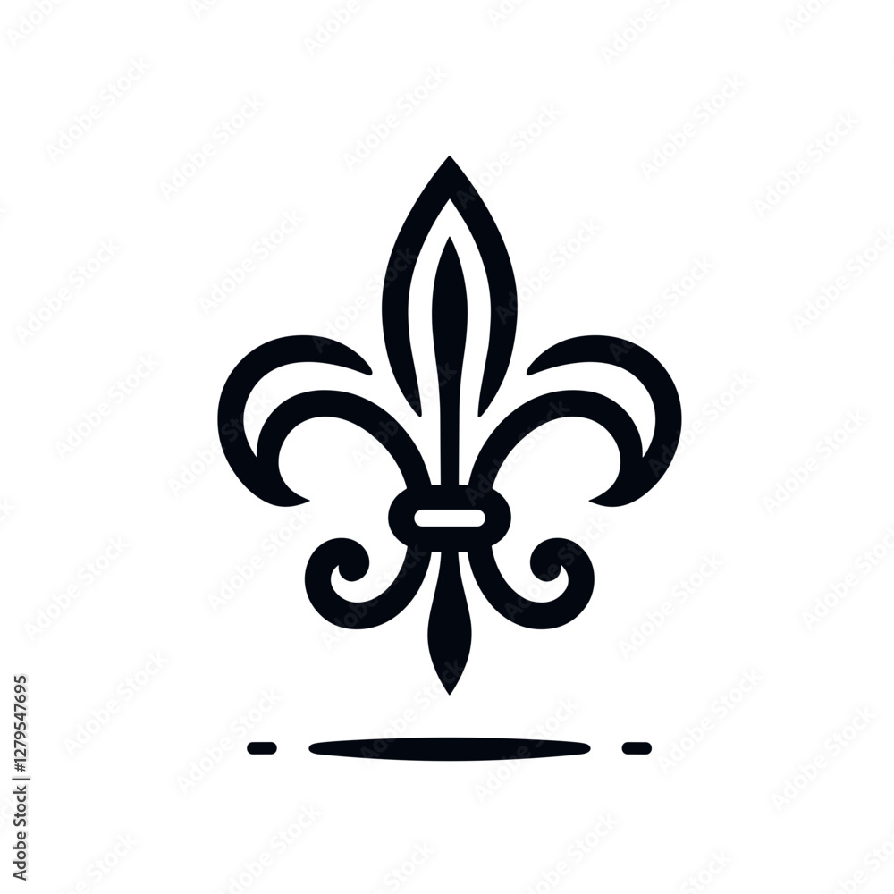 Fleur-de-lis symbol in minimalistic black line art Fleur-de-lis symbol in minimalistic black line art