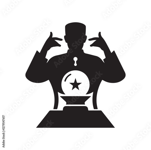 Fortune Teller pose silhouette vector illustration