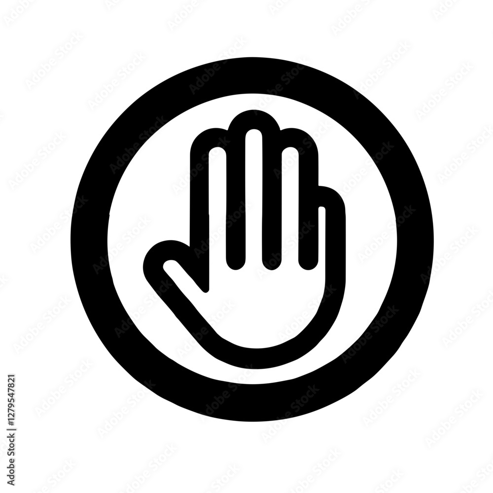 Stop Hand Icon Indicating Caution or Restriction Stop Hand Icon Indicating Caution or Restriction