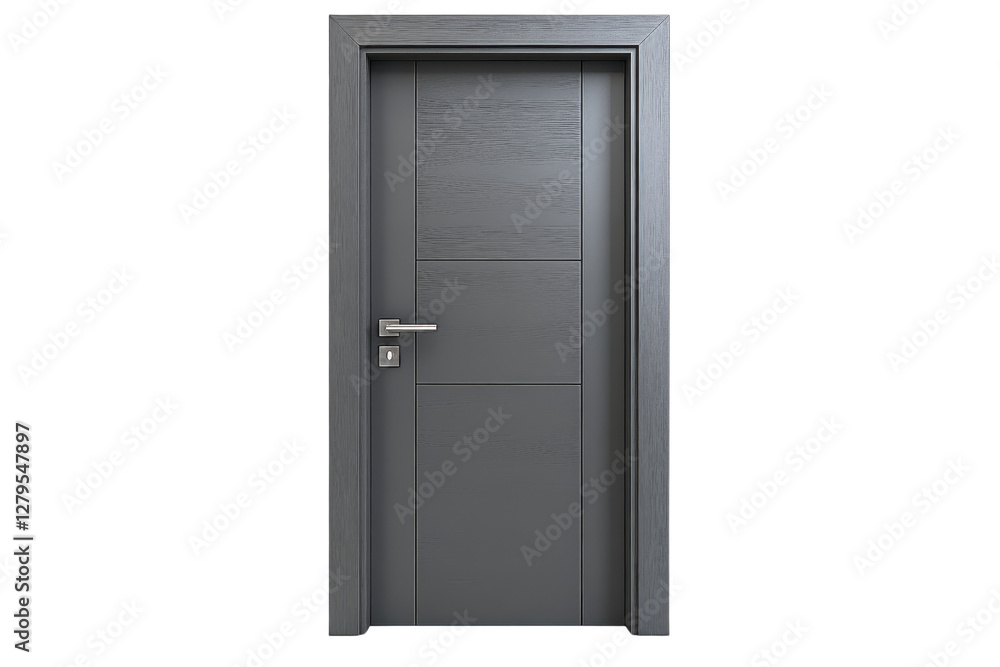 Detailed Gray Wooden Door With Metallic Frame And Handle Isolated On Transparent Background Entrance Design Architecture Object With Shiny Surface Detailed Gray Wooden Door With Metallic Frame And Handle Isolated On Transparent Background Entrance Design Architecture Object With Shiny Surface