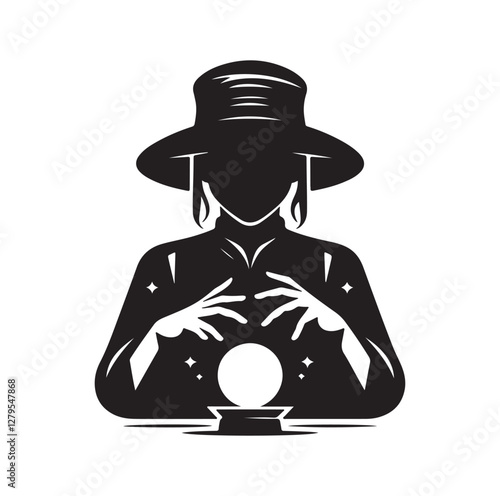 Fortune Teller pose silhouette vector illustration