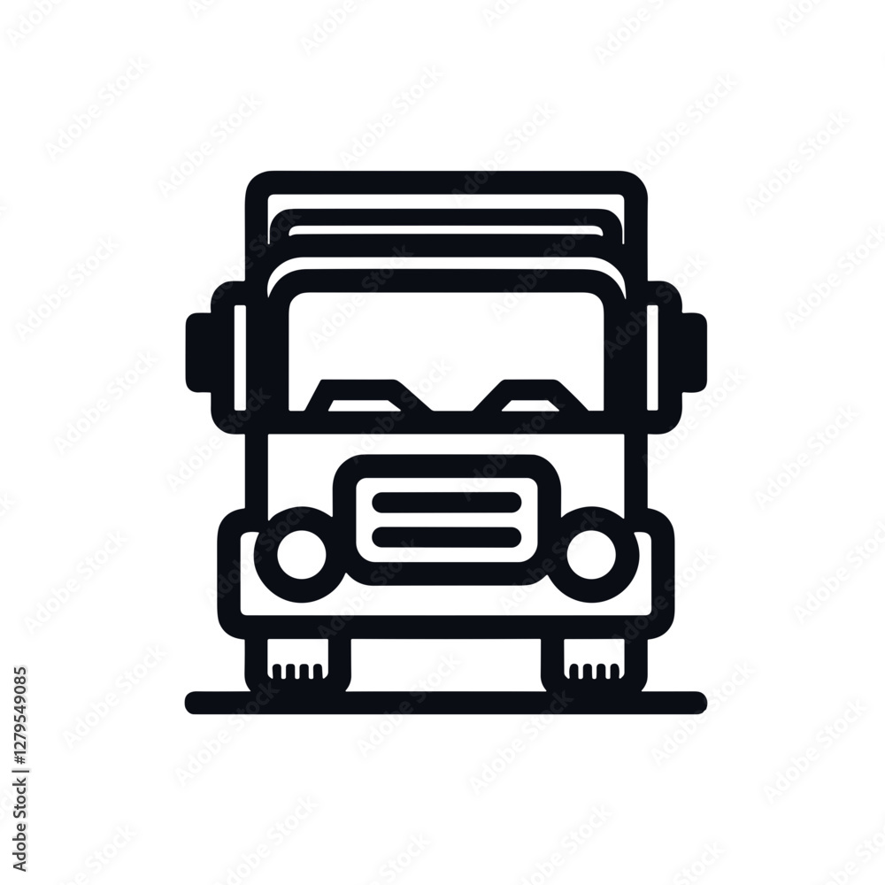 Black outline of a delivery truck on white background Black outline of a delivery truck on white background