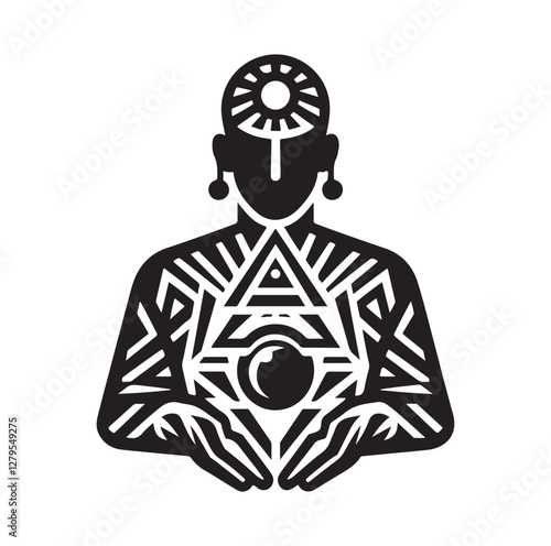 Fortune Teller pose silhouette vector illustration