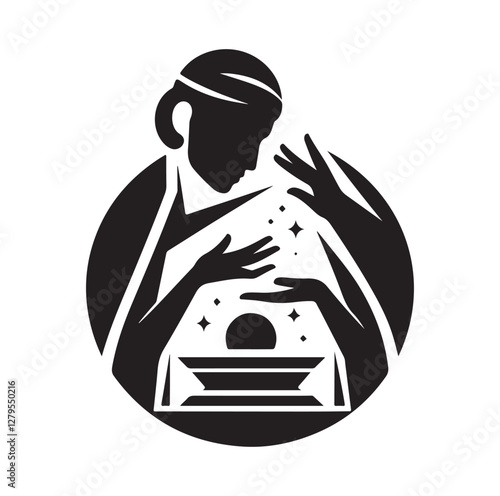 Fortune Teller pose silhouette vector illustration