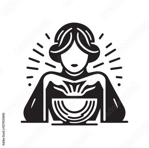 Fortune Teller pose silhouette vector illustration