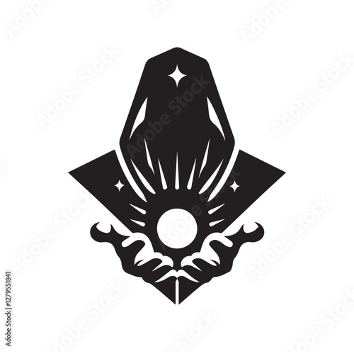 Fortune Teller pose silhouette vector illustration
