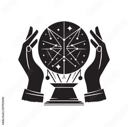 Fortune Teller pose silhouette vector illustration