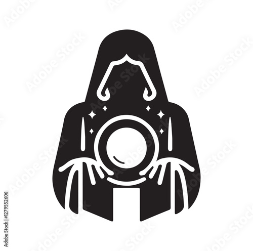 Fortune Teller pose silhouette vector illustration