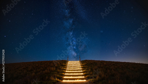 Wallpaper Mural Illuminated Steps Leading to the Starry Night Sky   Torontodigital.ca