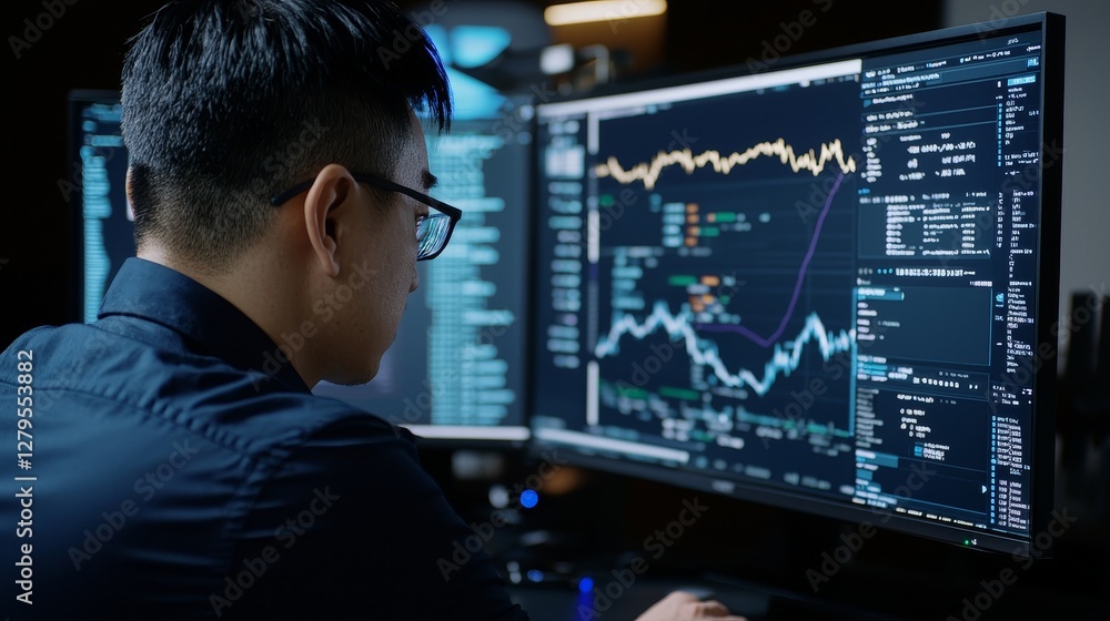 Data analysis session office technology indoor close-up financial insights and trends Data analysis session office technology indoor close-up financial insights and trends