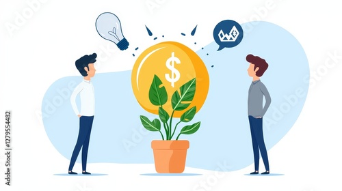 Investment strategies for entrepreneurs business hub digital illustration modern office eye-level view growth concepts