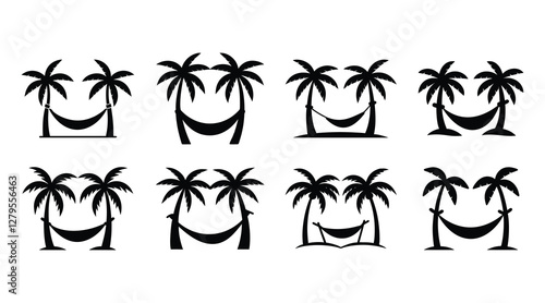 Hammock palm vector silhouette illustration