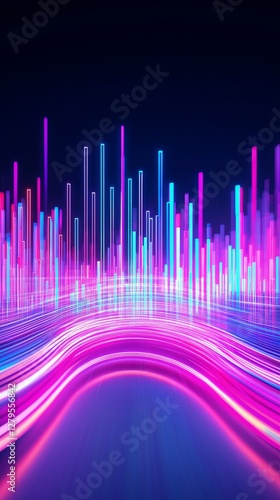 Vibrant light display digital space abstract visuals futuristic environment wide-angle view energy concept